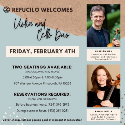 Violin and Cello playing celtic and Classical duos